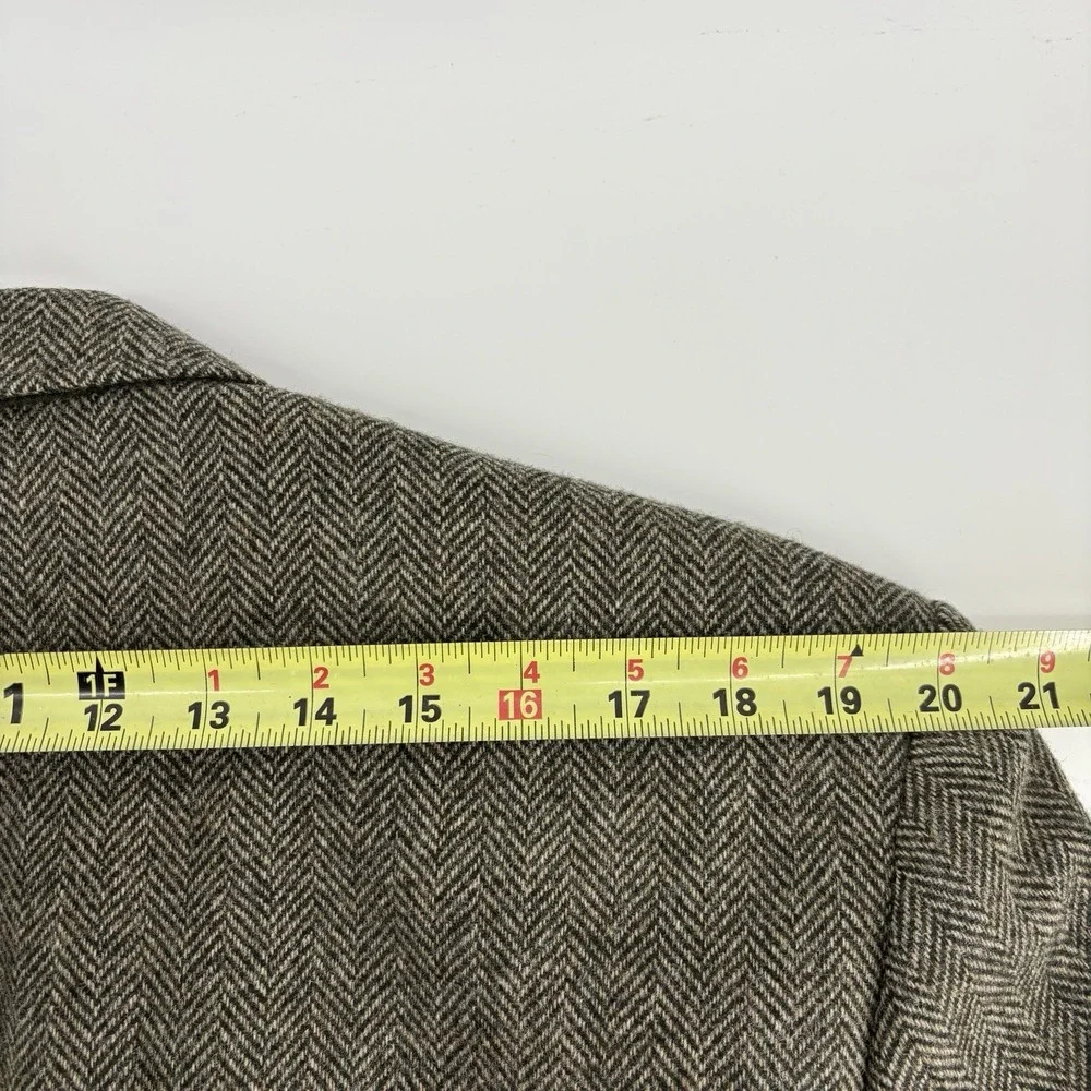 Lands End Sport Coat Blazer Mens 40R Brown Lambs Wool Herringbone‎ Two Button